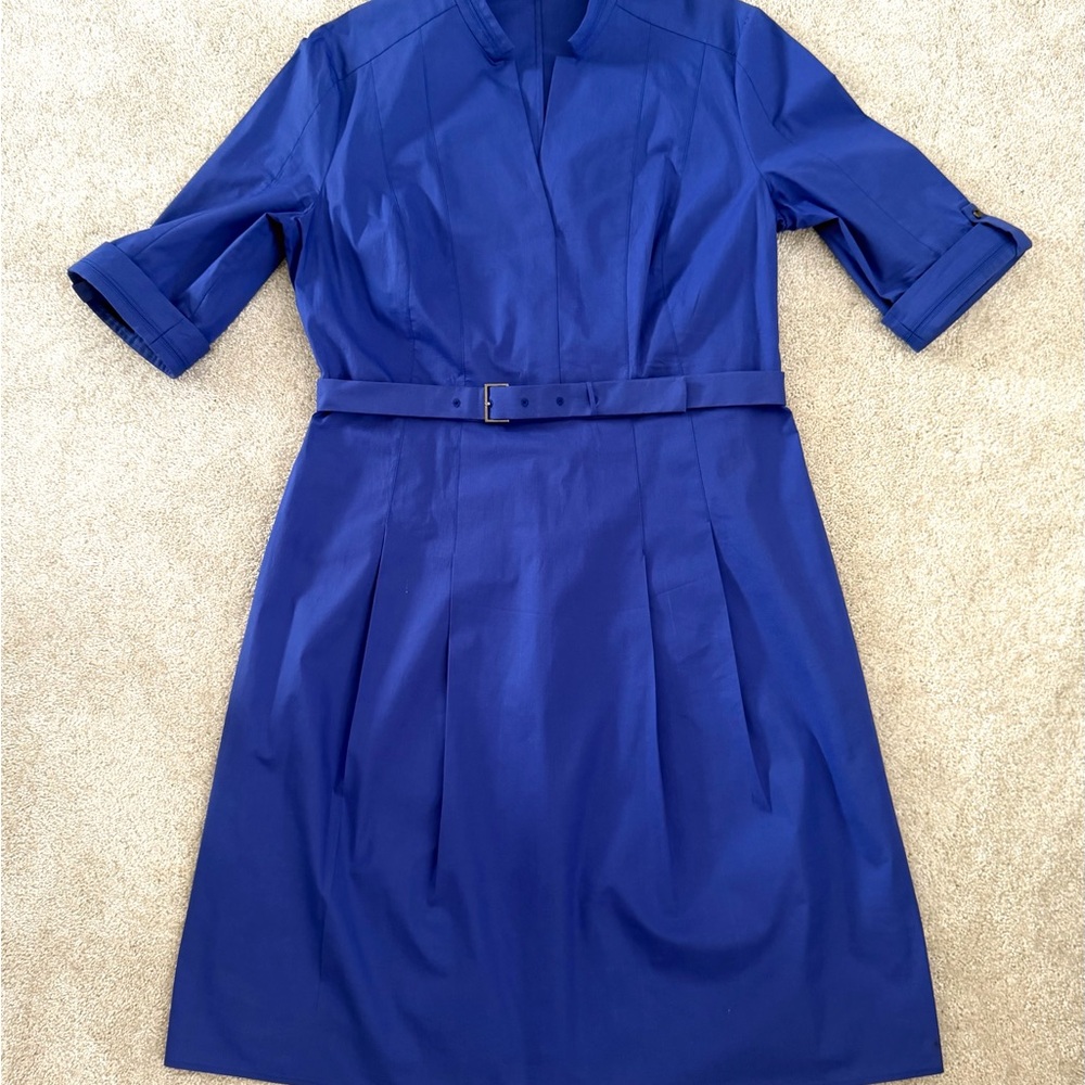 Hugo Boss Royal Blue Belted Midi Dress